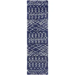 Abstrakt gemusterter Läufer Teppich in Blau - Gunnar^Wohnen New