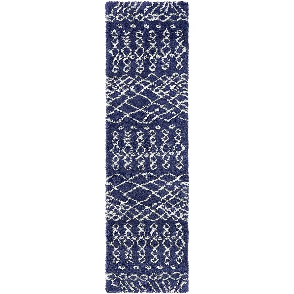 Abstrakt gemusterter Läufer Teppich in Blau - Gunnar^Wohnen New