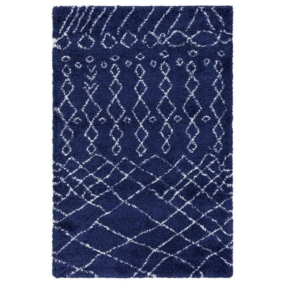 Abstrakt gemusterter Läufer Teppich in Blau - Gunnar^Wohnen New