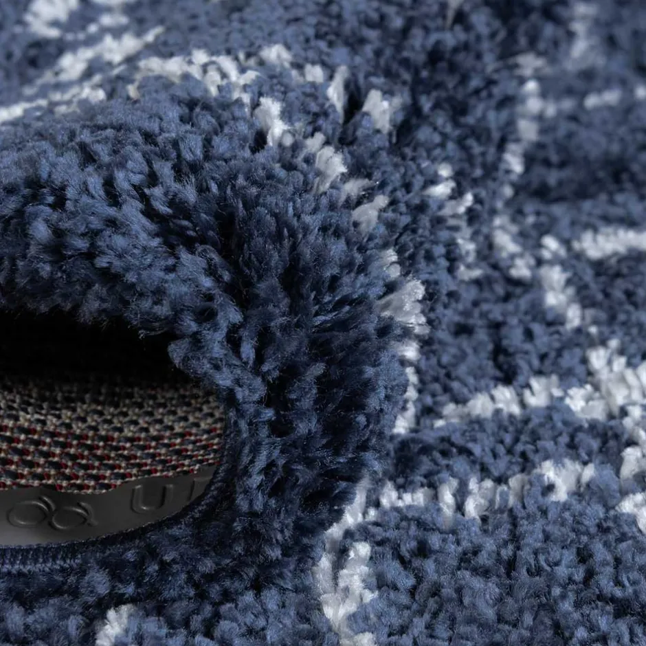 Abstrakt gemusterter Läufer Teppich in Blau - Gunnar^Wohnen New