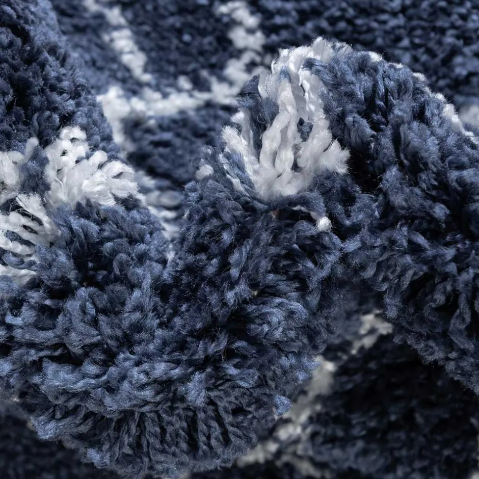 Abstrakt gemusterter Läufer Teppich in Blau - Gunnar^Wohnen New