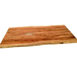 Wohnen Akazie Baumkantentisch mit braunen X-Füßen - Tanja