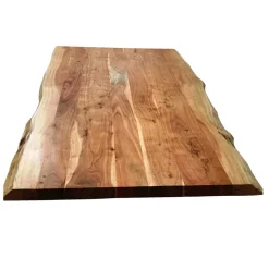 Wohnen Akazie Baumkantentisch mit braunen X-Füßen - Tanja