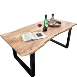 Wohnen Akazie Baumkantentisch mit U Bügelgestell - Surimo