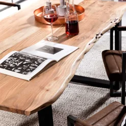 Wohnen Akazie Baumkantentisch mit U Bügelgestell - Surimo