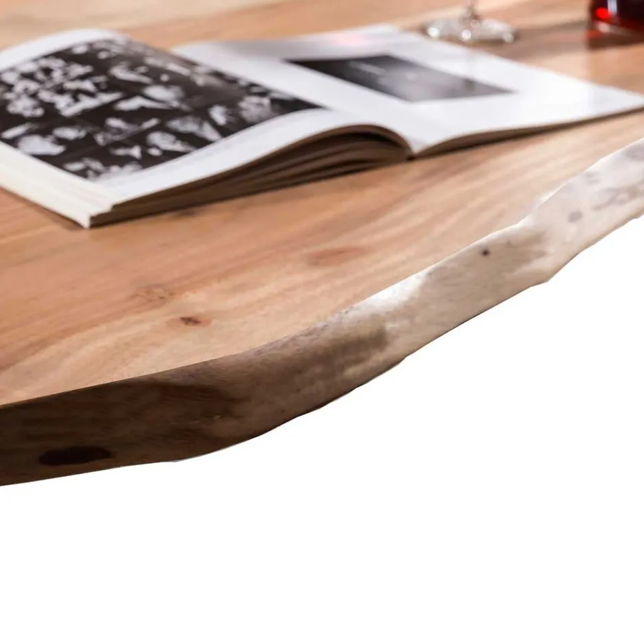 Wohnen Akazie Baumkantentisch mit U Bügelgestell - Surimo