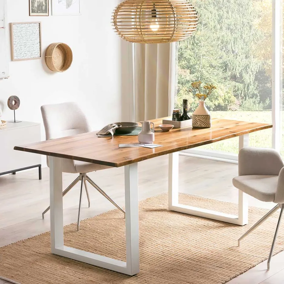 Wohnen Akazie Essenstisch mit Naturkante & U-Füßen - Sortho