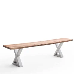 Wohnen Akazie Esstischbank mit Edelstahl X-Beinen - Sarados