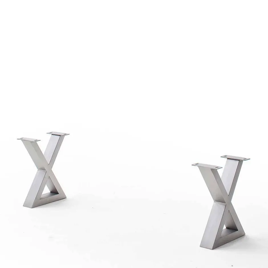 Wohnen Akazie Esstischbank mit Edelstahl X-Beinen - Sarados