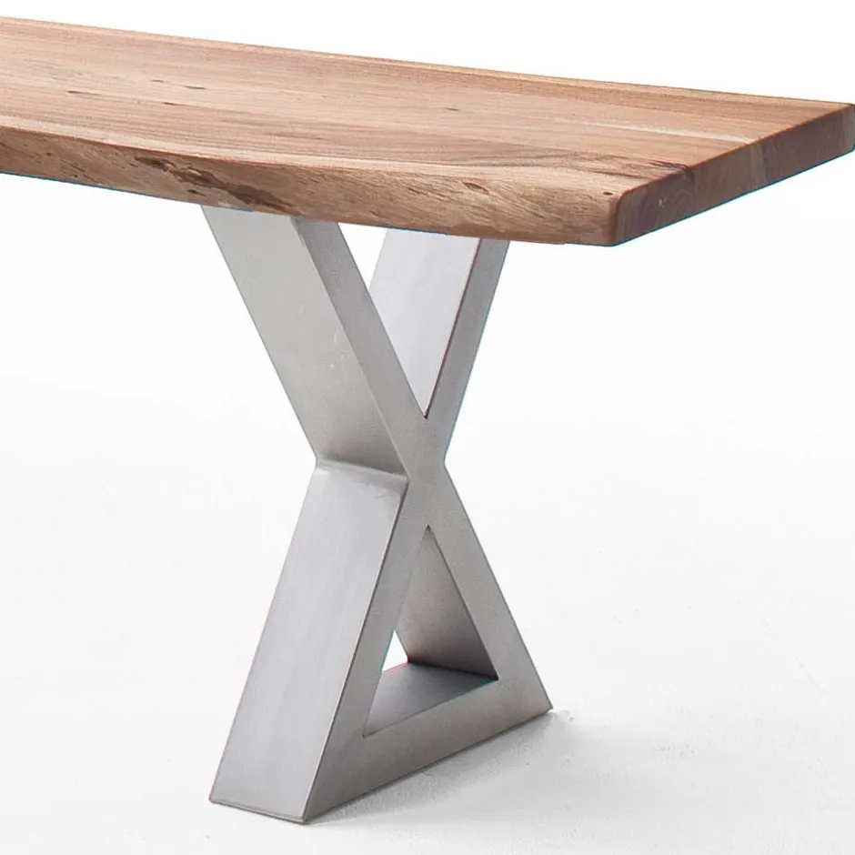 Wohnen Akazie Esstischbank mit Edelstahl X-Beinen - Sarados