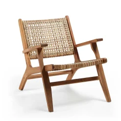 Akazie Holzsessel mit Rattan Geflecht - Foglia^Wohnen New