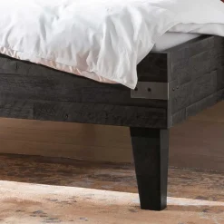 Wohnen Akazienholz Bett in Grau - Friedel