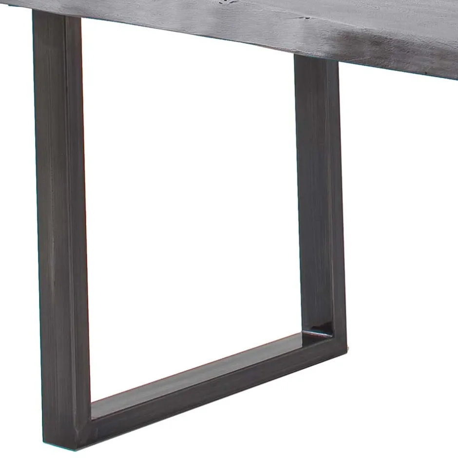 Wohnen Akazienholz Küchentisch mit Naturkante in Grau - Mevrinus