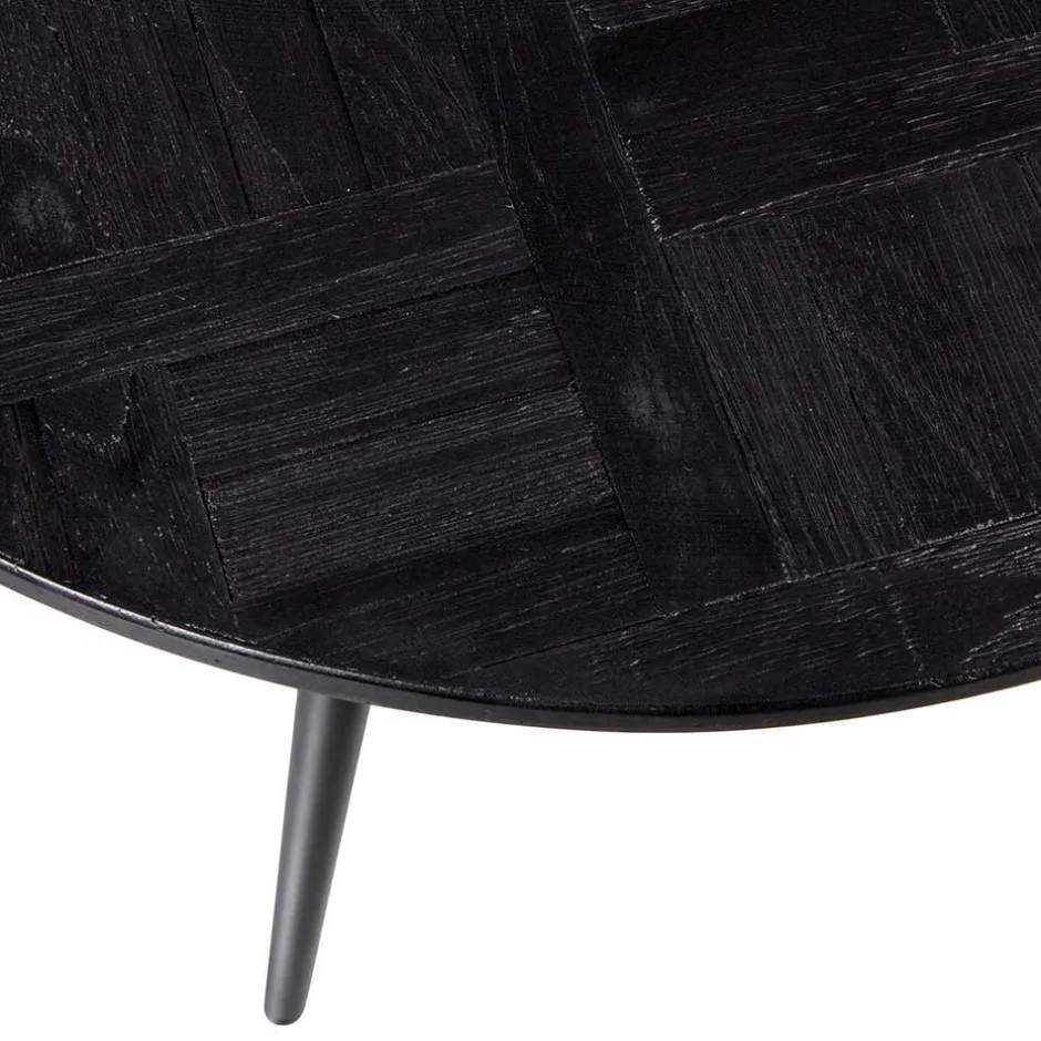 Wohnen Altholz Beistelltisch aus Teak in Schwarz - Gagg