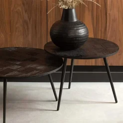 Wohnen Altholz Beistelltisch aus Teak in Schwarz - Gagg