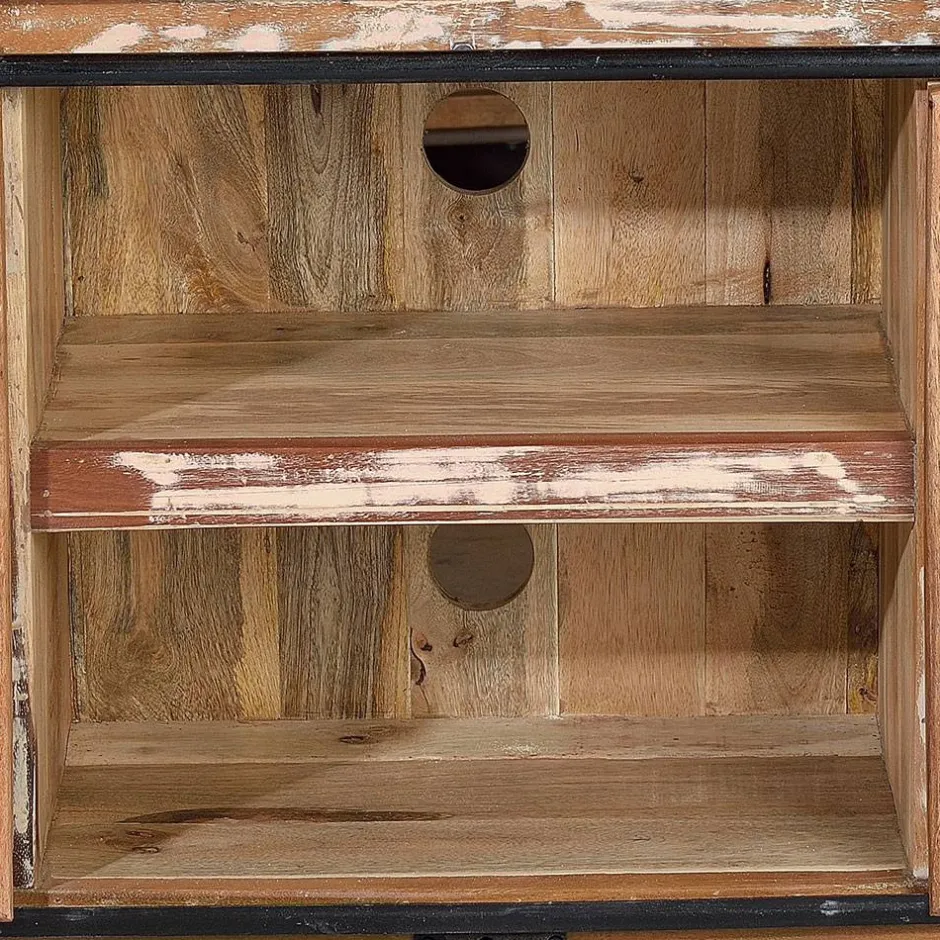 Wohnen Altholz TV Board mit zwei Schiebetüren - Jevilia