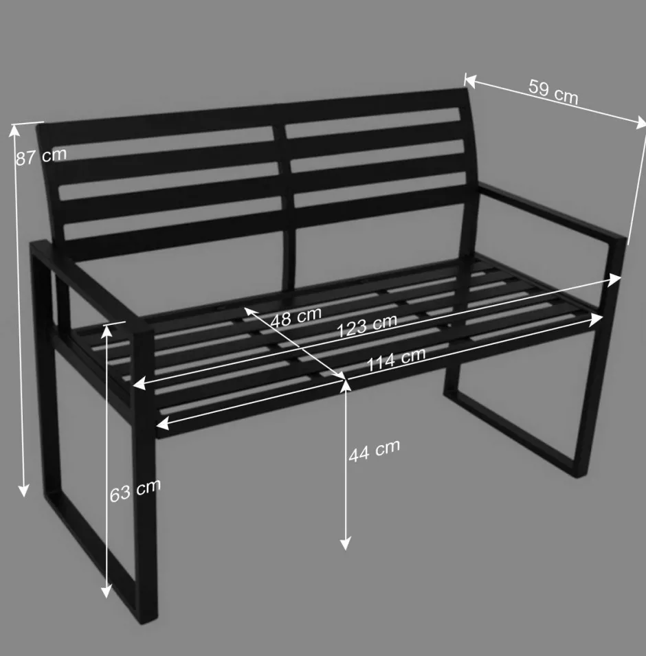 Wohnen Aluminium Gartenbank in Schwarz - Casahan