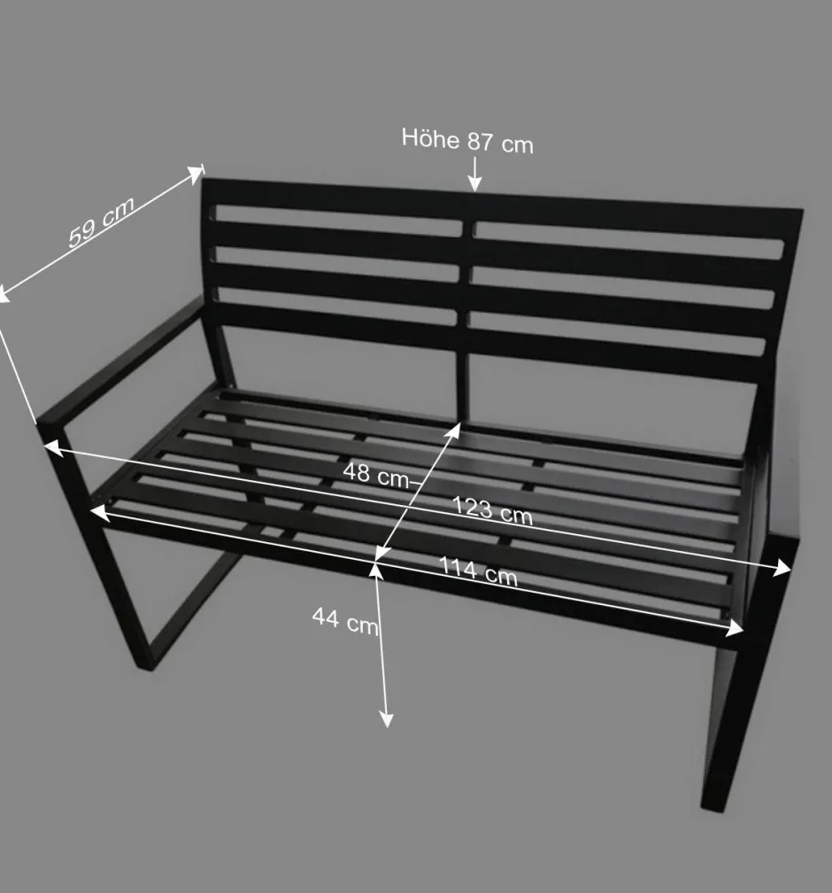 Aluminium Gartenbank mit Armlehnen - Calbanyara^Wohnen Clearance