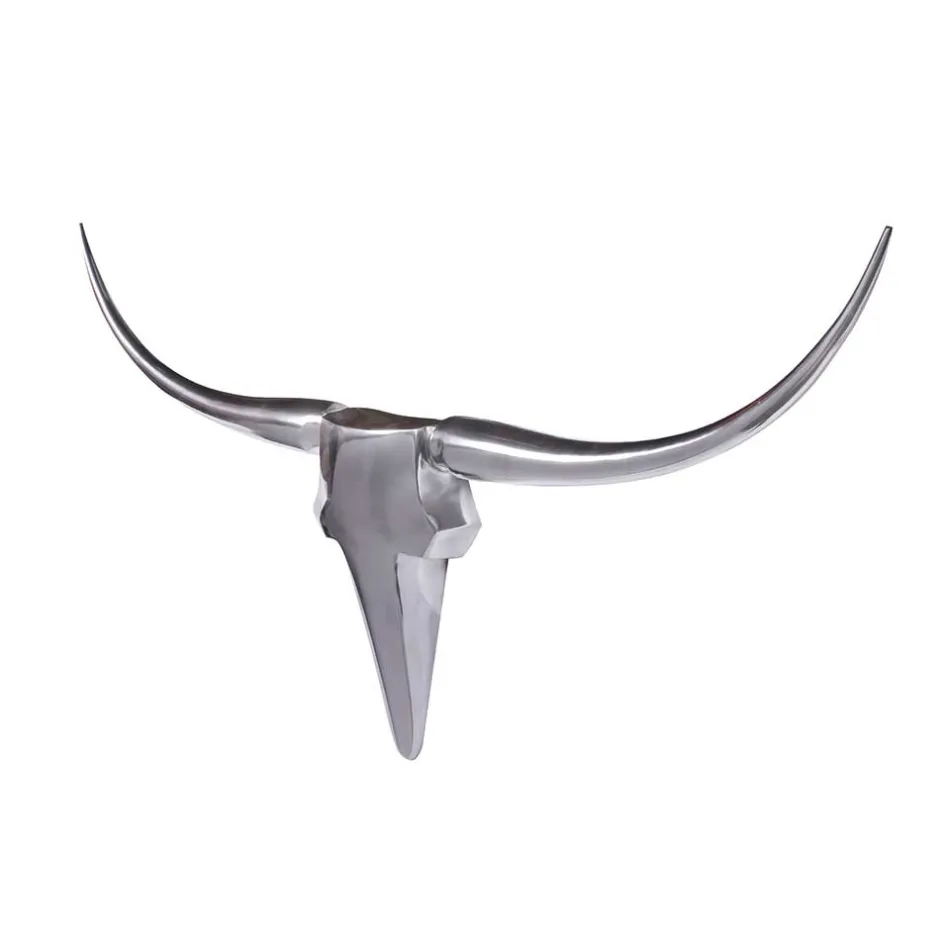 Aluminium Tierschädel mit Hörnern Stier abstrakt - Lutz^Wohnen