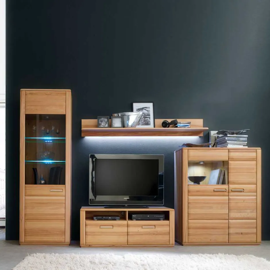 Anbauwand Athias aus Kernbuche (vierteilig)^Wohnen New