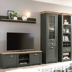 Wohnen Anbauwand in Graugrün & Wildeiche - Eylan (vierteilig)