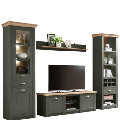 Wohnen Anbauwand in Graugrün & Wildeiche - Eylan (vierteilig)