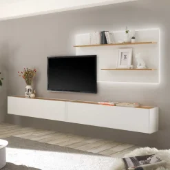 Wohnen Anbauwand in Weiß & Wildeiche - Nonessia (dreiteilig)