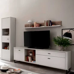 Anbauwand in Weiß mit Wildeiche - Varzino (dreiteilig)^Wohnen Hot