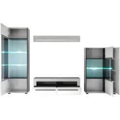 Anbauwand Jetongos in Weiß Hochglanz (vierteilig)^Wohnen Outlet