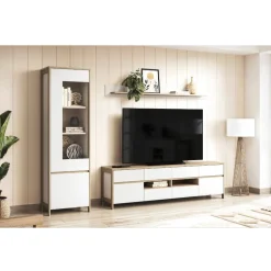 Wohnen Anbauwand-Möbelset in Weiß - Ovidio (dreiteilig)