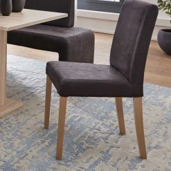 Anthrazit Polsterstühle aus Microfaser - Daricca (2er Set)^Wohnen Discount