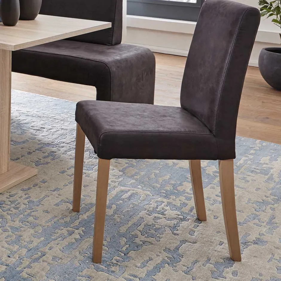 Anthrazit Polsterstühle aus Microfaser - Daricca (2er Set)^Wohnen Discount