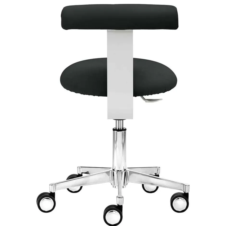 Arbeitshocker mit Lehne in Schwarz & Alu - Udjaca^Wohnen New