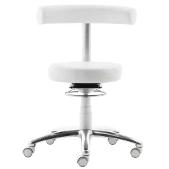 Arbeitshocker mit Rückenlehne in Weiß Kunstleder - Jaskin^Wohnen New