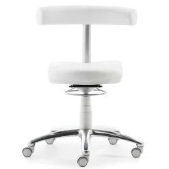 Arbeitshocker mit Rückenlehne in Weiß Kunstleder - Jaskin^Wohnen New