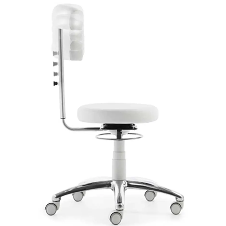 Arbeitshocker mit Rückenlehne in Weiß Kunstleder - Jaskin^Wohnen New