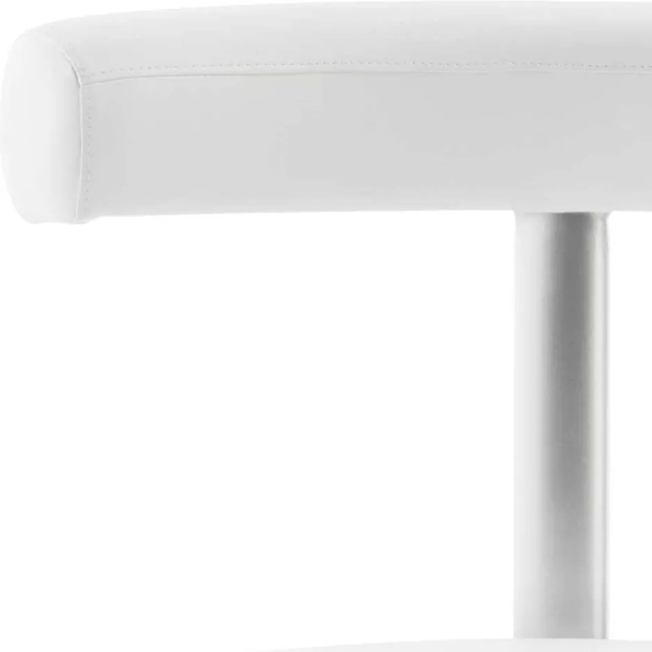 Arbeitshocker mit Rückenlehne in Weiß Kunstleder - Jaskin^Wohnen New