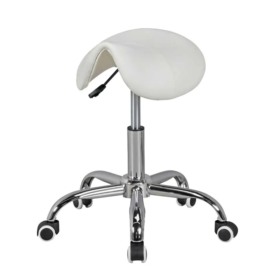 Arbeitshocker mit Sattelsitz in Weiß - Tubrina^Wohnen