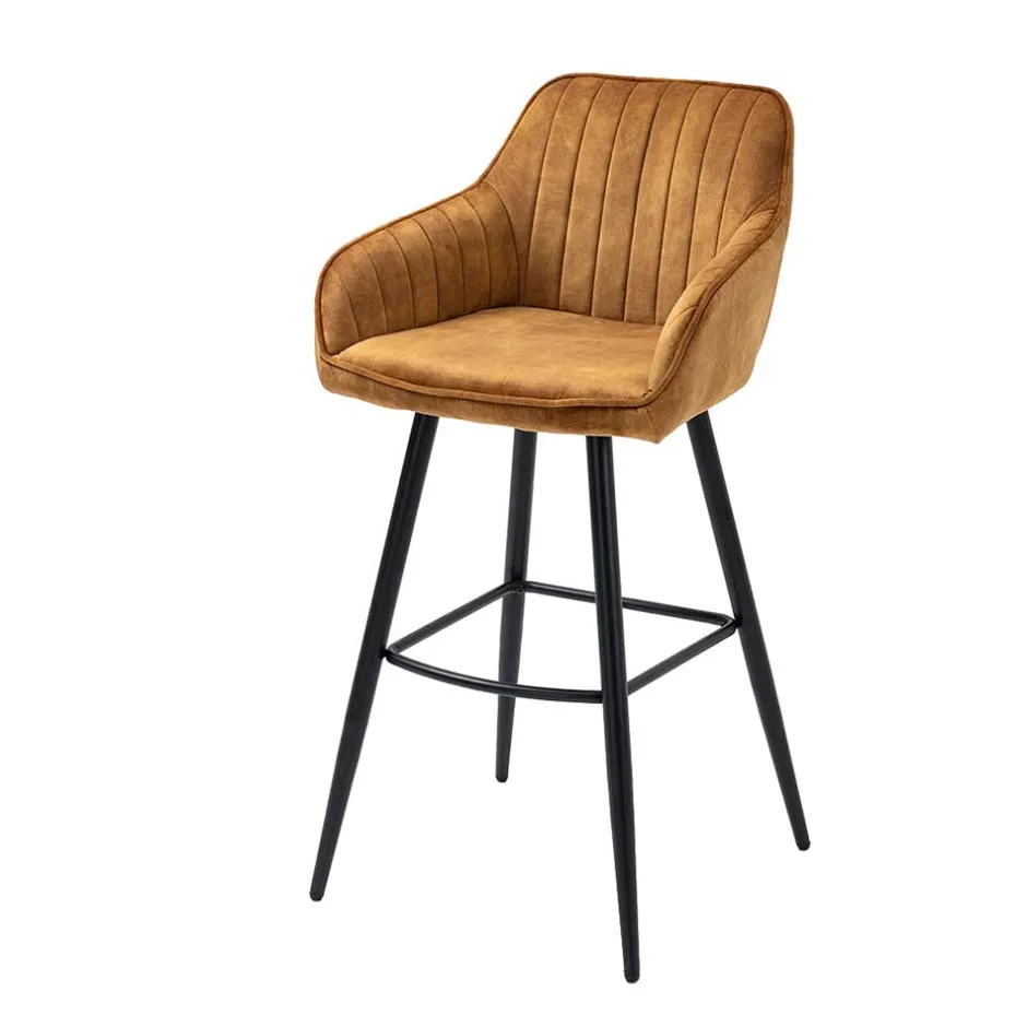 Wohnen Armlehnen Barstühle in Ocker & Schwarz - Andim (2er Set)