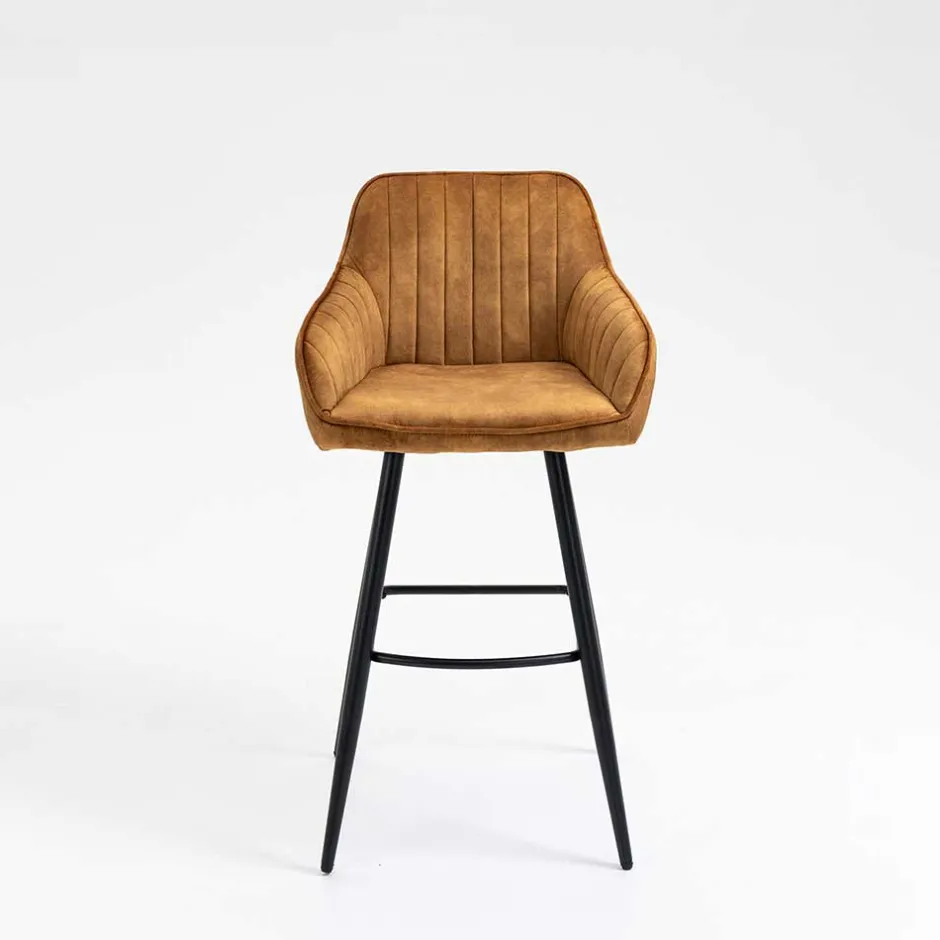 Wohnen Armlehnen Barstühle in Ocker & Schwarz - Andim (2er Set)