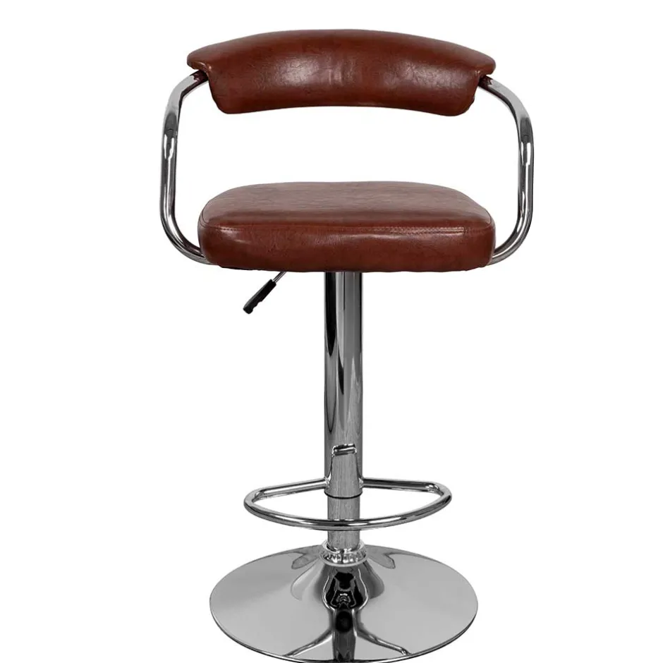 Wohnen Armlehnen Barstuhl in Braun & Chrom - Usavina (2er Set)