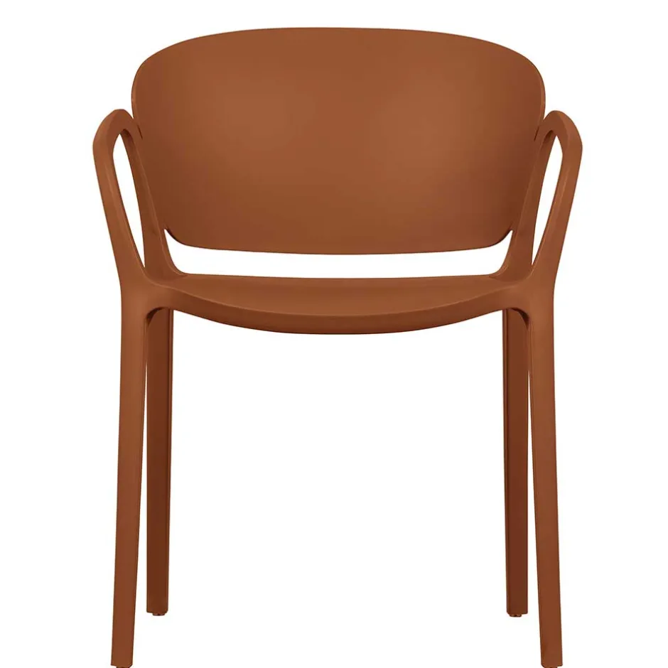 Wohnen Armlehnen Kunststoffstühle in Braun - Vincentro (4er Set)