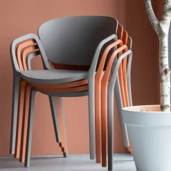 Wohnen Armlehnen Kunststoffstühle in Braun - Vincentro (4er Set)