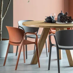 Wohnen Armlehnen Kunststoffstühle in Braun - Vincentro (4er Set)