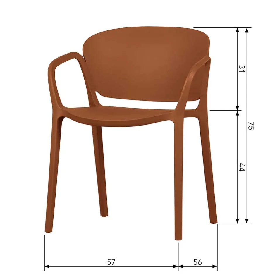 Wohnen Armlehnen Kunststoffstühle in Braun - Vincentro (4er Set)