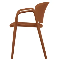 Wohnen Armlehnen Kunststoffstühle in Braun - Vincentro (4er Set)