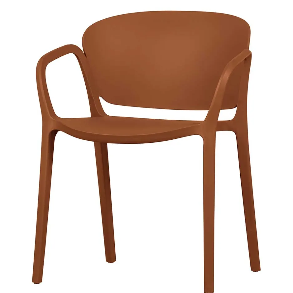 Wohnen Armlehnen Kunststoffstühle in Braun - Vincentro (4er Set)