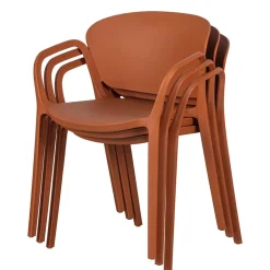 Wohnen Armlehnen Kunststoffstühle in Braun - Vincentro (4er Set)