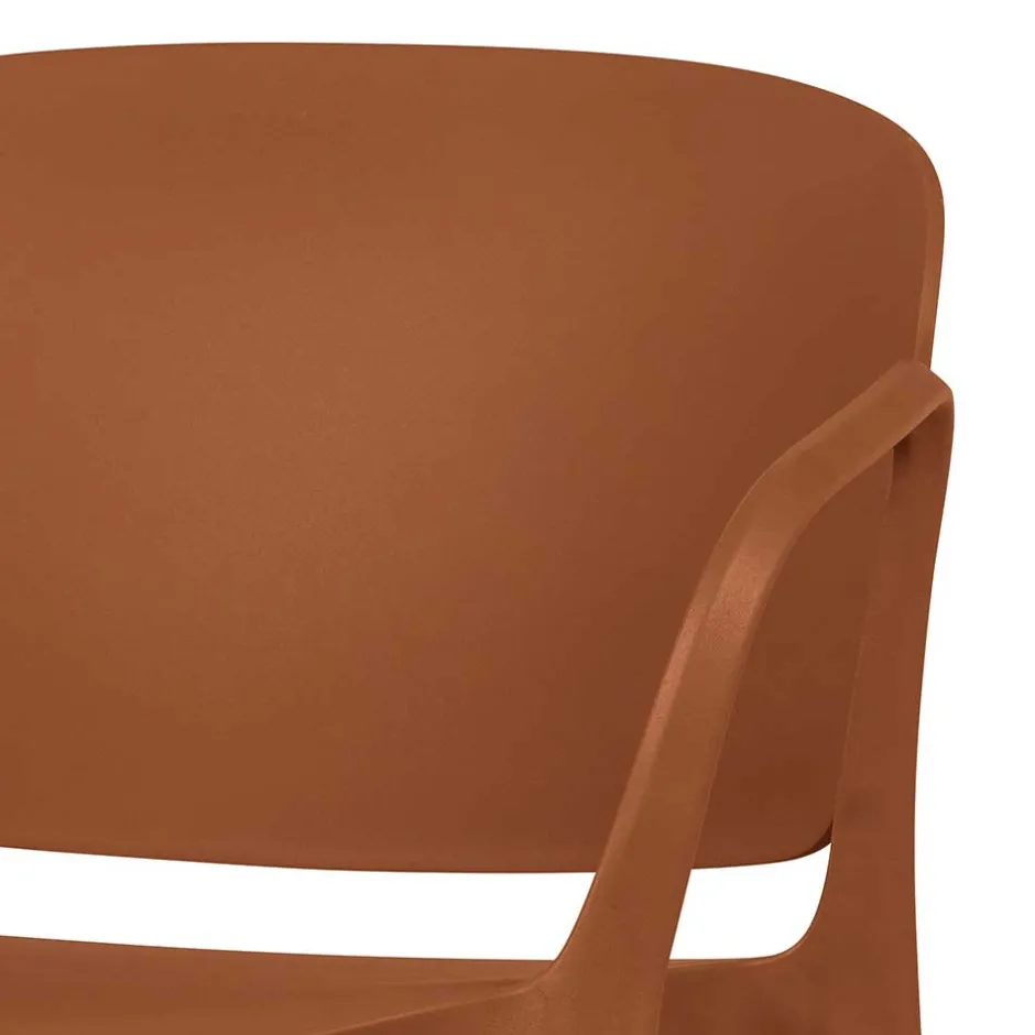 Wohnen Armlehnen Kunststoffstühle in Braun - Vincentro (4er Set)