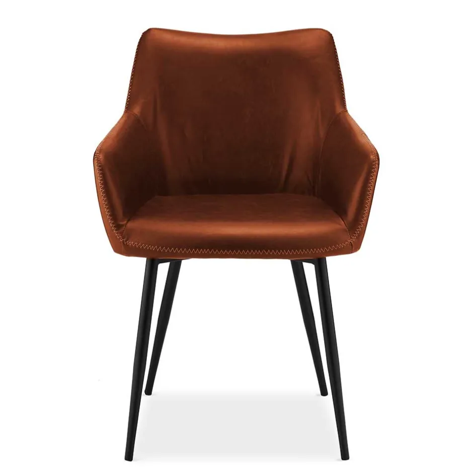 Armlehnen Polsterstuhl in Cognac Braun - Prasido (2er Set)^Wohnen Discount